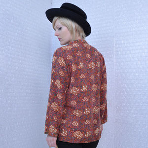 Vintage Tops - Vintage 1970s brown floral boho silk blouse Vintage Tops - Vintage 1970s brown floral boho silk blouse
